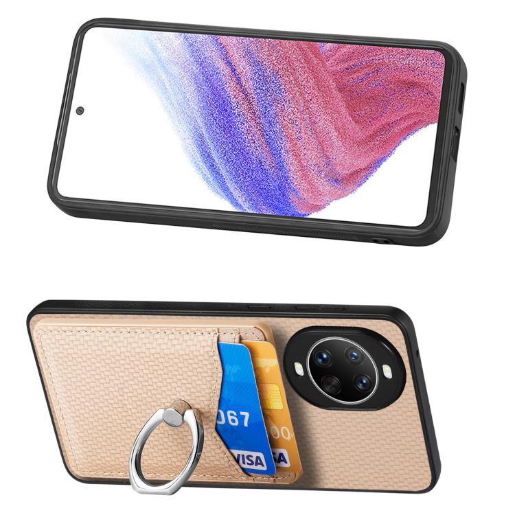 For Huawei nova 14 Pro Carbon Fiber Card Wallet Ring Phone Case