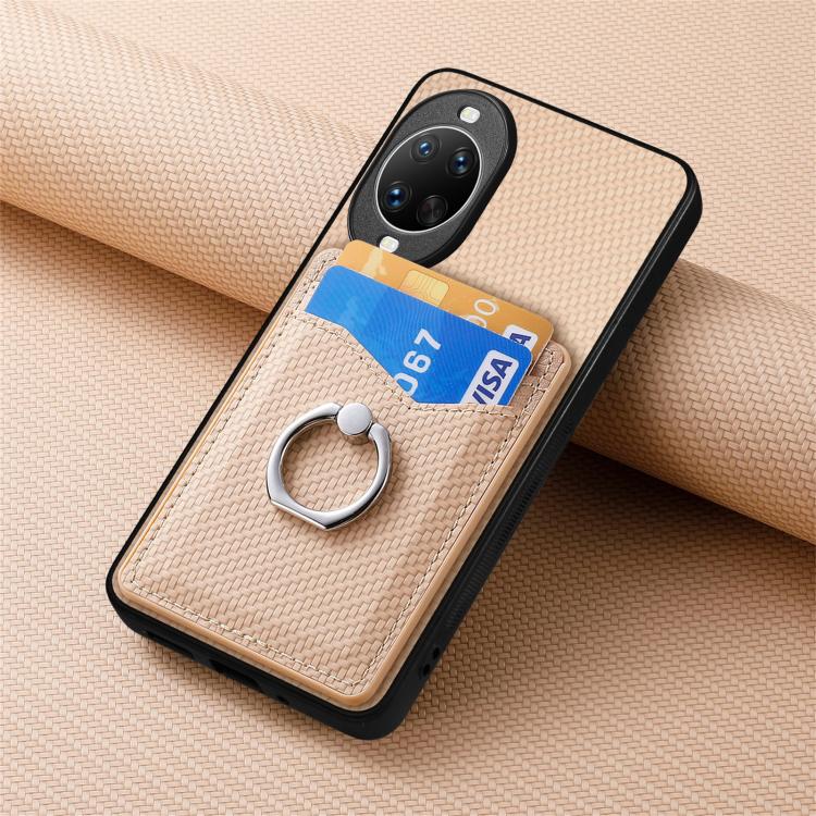 For Huawei nova 14 Pro Carbon Fiber Card Wallet Ring Phone Case