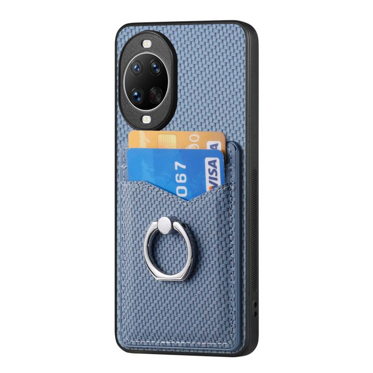 For Huawei nova 14 Ultra Carbon Fiber Card Wallet Ring Phone Case