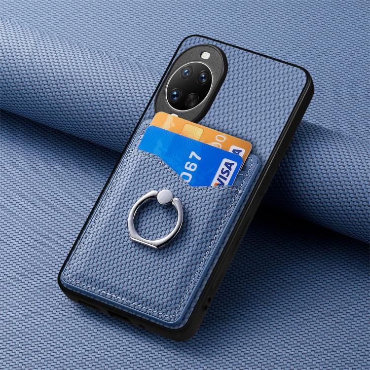 For Huawei nova 14 Ultra Carbon Fiber Card Wallet Ring Phone Case