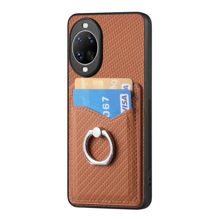 For Huawei nova 14 Ultra Carbon Fiber Card Wallet Ring Phone Case