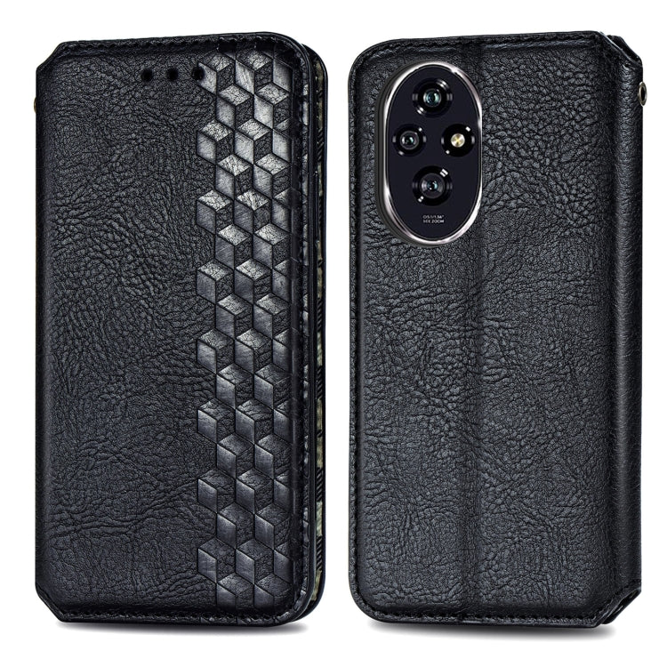 For Honor 200 Cubic Grid Pressed Magnetic Leather Phone Case