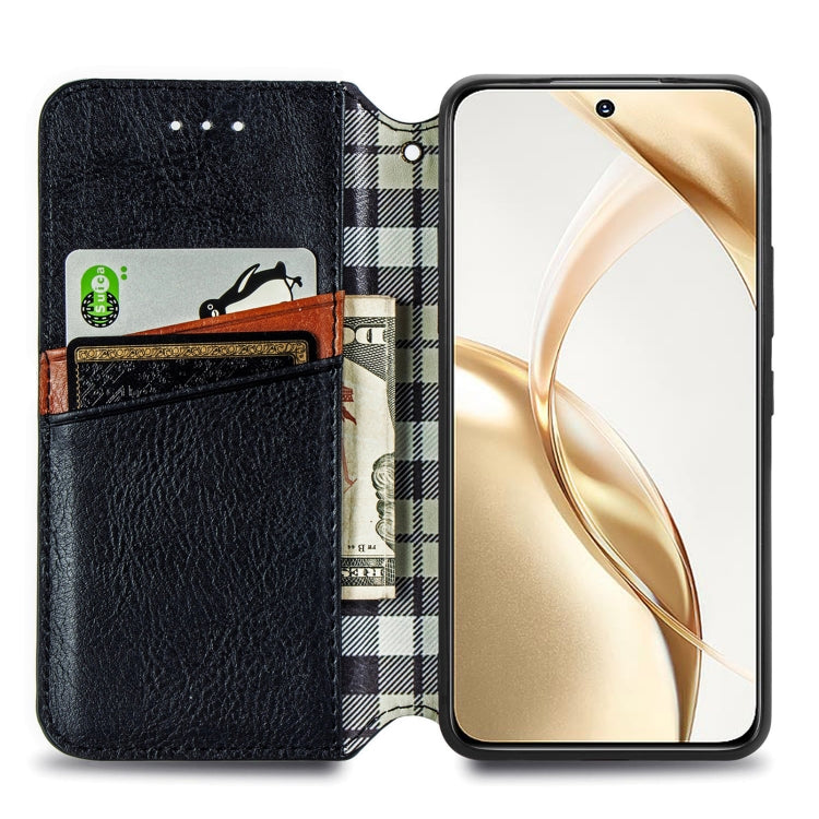 For Honor 200 Cubic Grid Pressed Magnetic Leather Phone Case