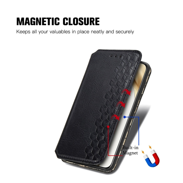 For Honor 200 Cubic Grid Pressed Magnetic Leather Phone Case