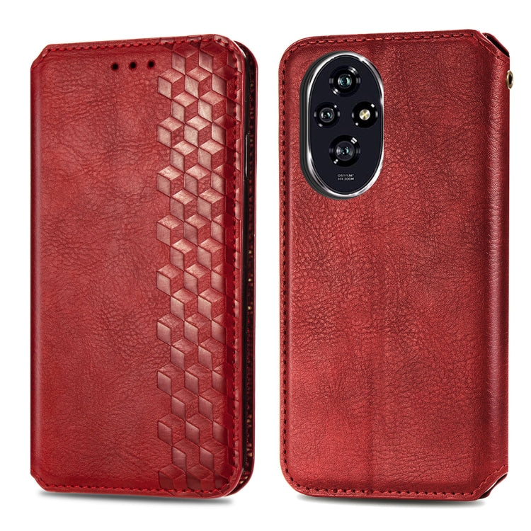 For Honor 200 Cubic Grid Pressed Magnetic Leather Phone Case