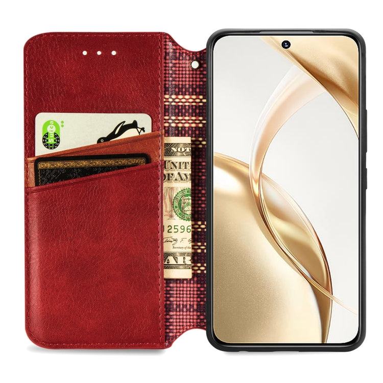 For Honor 200 Cubic Grid Pressed Magnetic Leather Phone Case