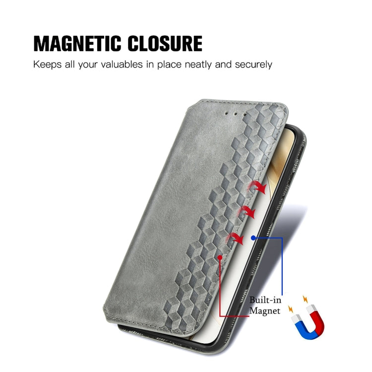 For Honor 200 Cubic Grid Pressed Magnetic Leather Phone Case