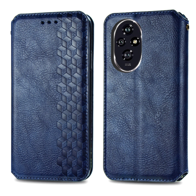 For Honor 200 Cubic Grid Pressed Magnetic Leather Phone Case