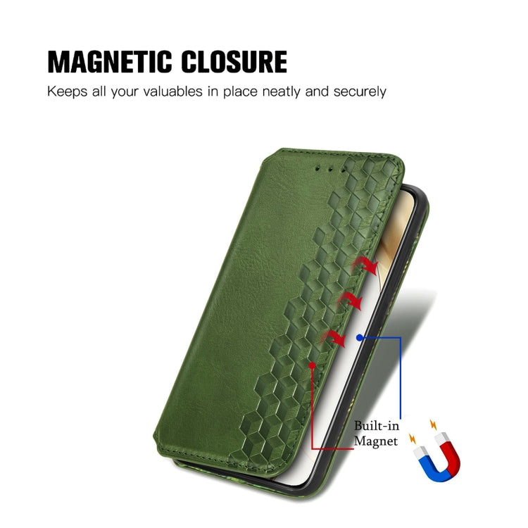 For Honor 200 Cubic Grid Pressed Magnetic Leather Phone Case