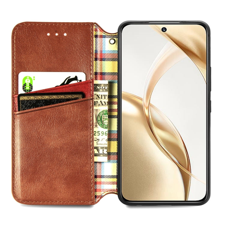 For Honor 200 Cubic Grid Pressed Magnetic Leather Phone Case