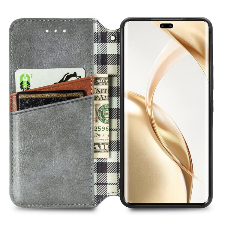 For Honor 200 Pro Cubic Grid Pressed Magnetic Leather Phone Case
