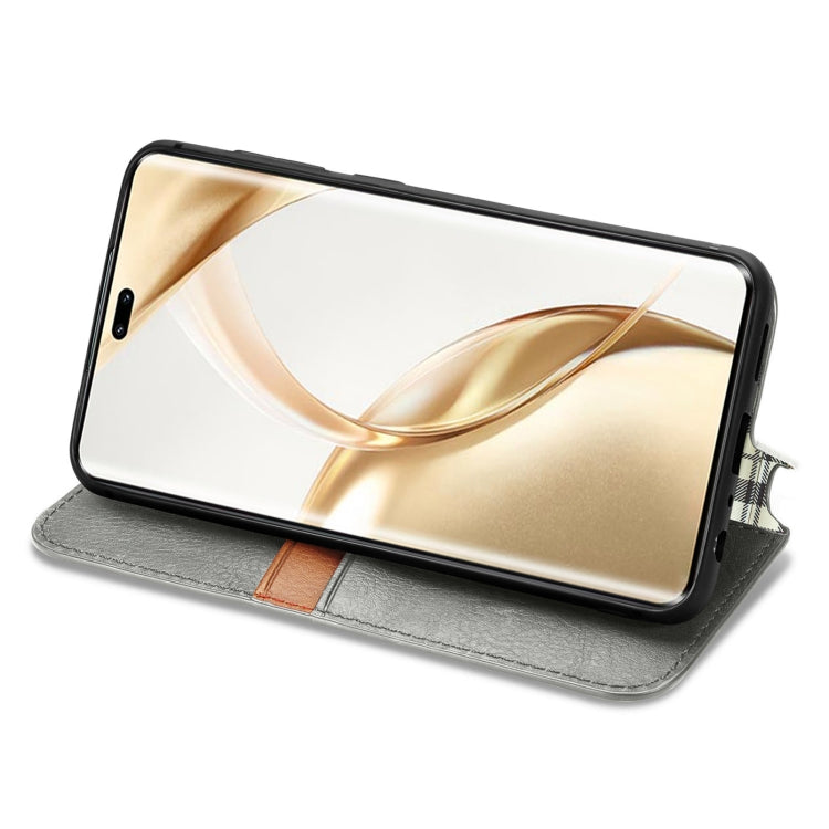 For Honor 200 Pro Cubic Grid Pressed Magnetic Leather Phone Case