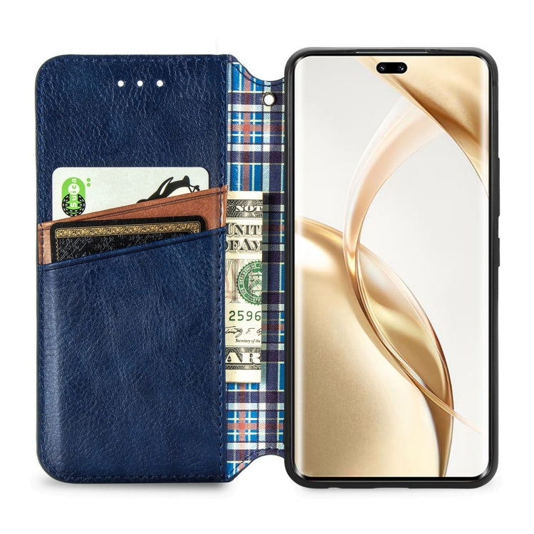 For Honor 200 Pro Cubic Grid Pressed Magnetic Leather Phone Case