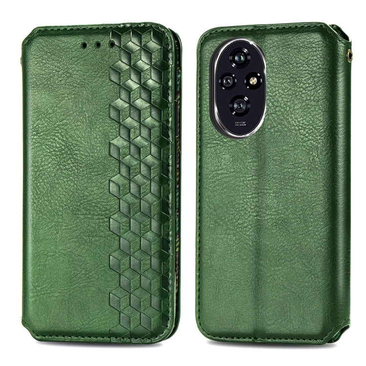 For Honor 200 Pro Cubic Grid Pressed Magnetic Leather Phone Case