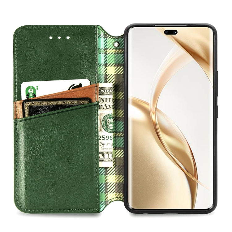 For Honor 200 Pro Cubic Grid Pressed Magnetic Leather Phone Case