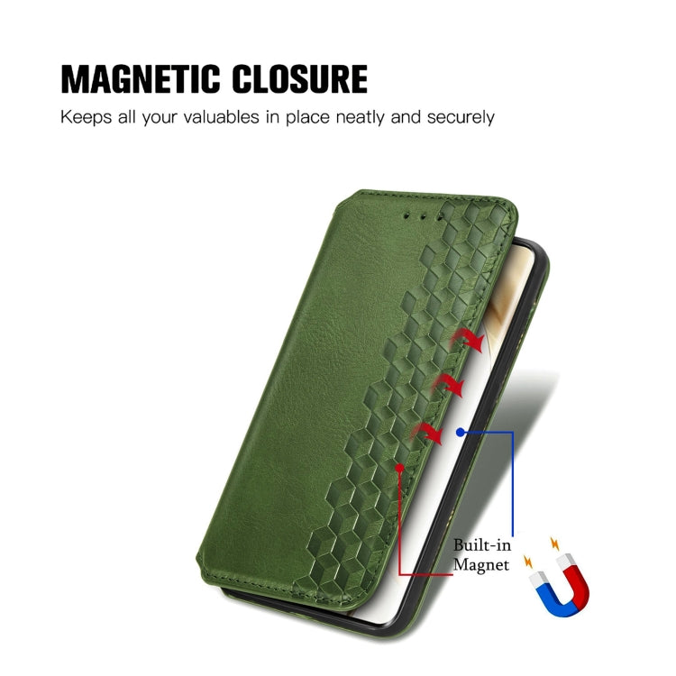 For Honor 200 Pro Cubic Grid Pressed Magnetic Leather Phone Case