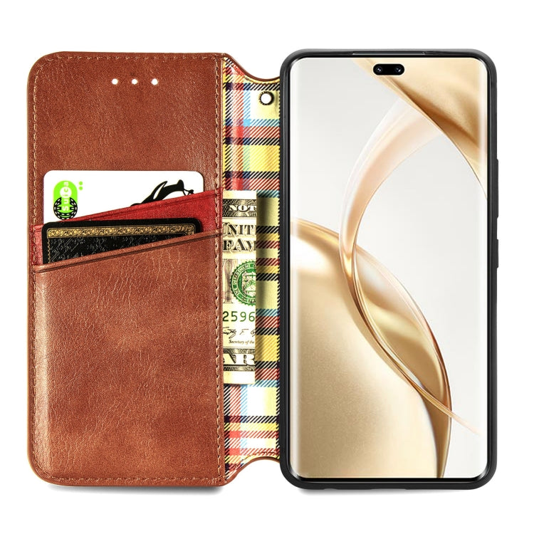 For Honor 200 Pro Cubic Grid Pressed Magnetic Leather Phone Case