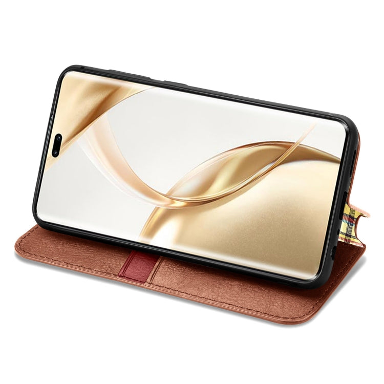 For Honor 200 Pro Cubic Grid Pressed Magnetic Leather Phone Case
