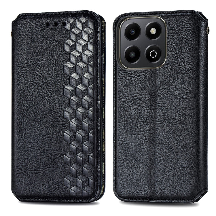 For Honor 200 Smart Cubic Grid Pressed Magnetic Leather Phone Case