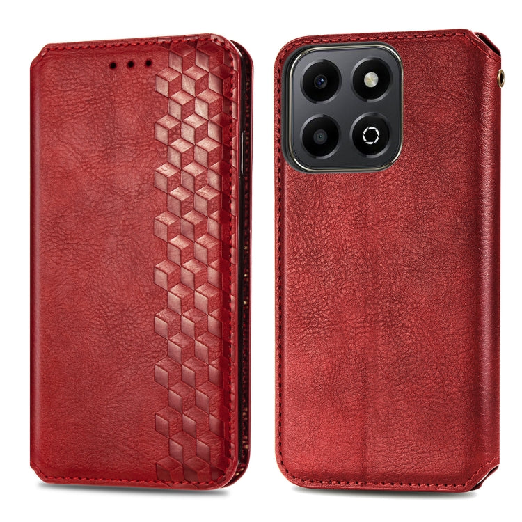 For Honor 200 Smart Cubic Grid Pressed Magnetic Leather Phone Case