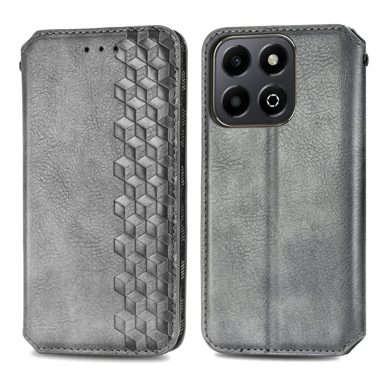 For Honor 200 Smart Cubic Grid Pressed Magnetic Leather Phone Case