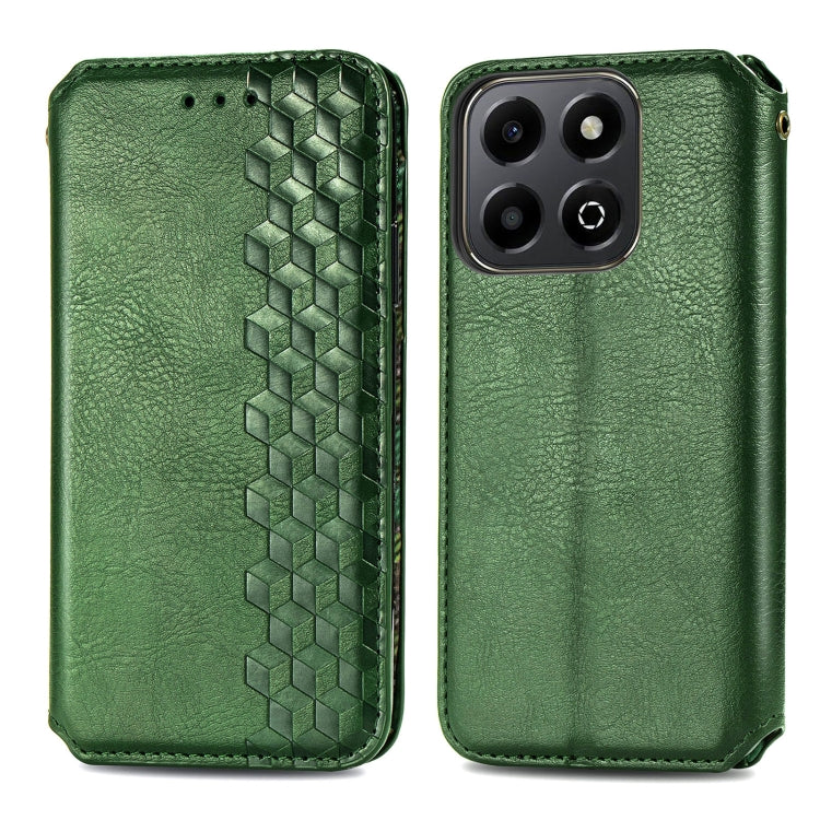 For Honor 200 Smart Cubic Grid Pressed Magnetic Leather Phone Case