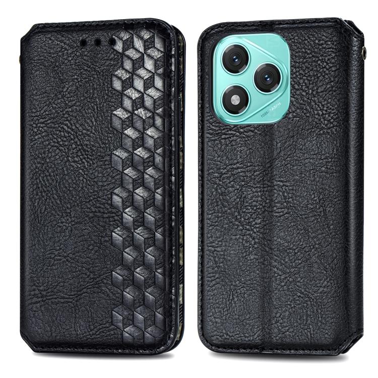 For Honor 400 Lite Global Cubic Grid Pressed Magnetic Leather Phone Case