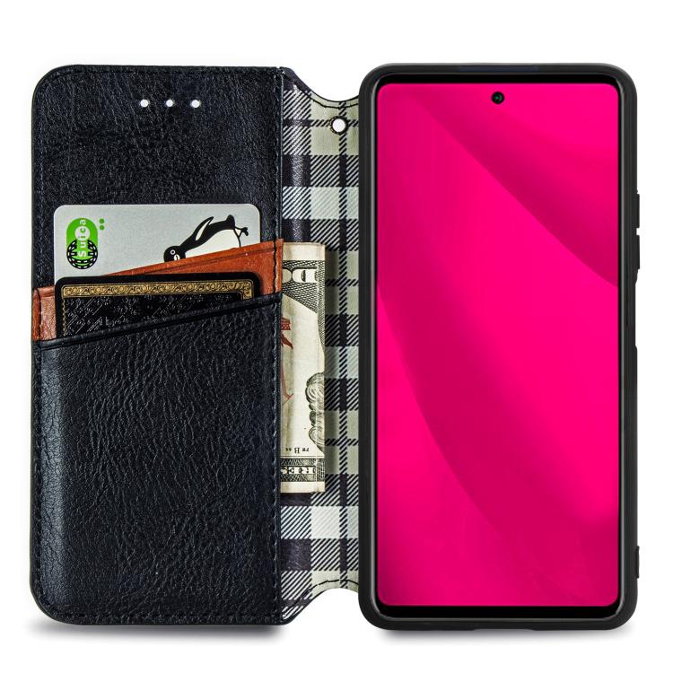 For Honor 400 Lite Global Cubic Grid Pressed Magnetic Leather Phone Case