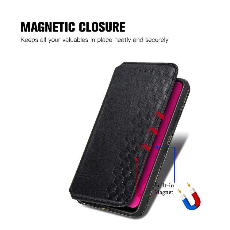 For Honor 400 Lite Global Cubic Grid Pressed Magnetic Leather Phone Case