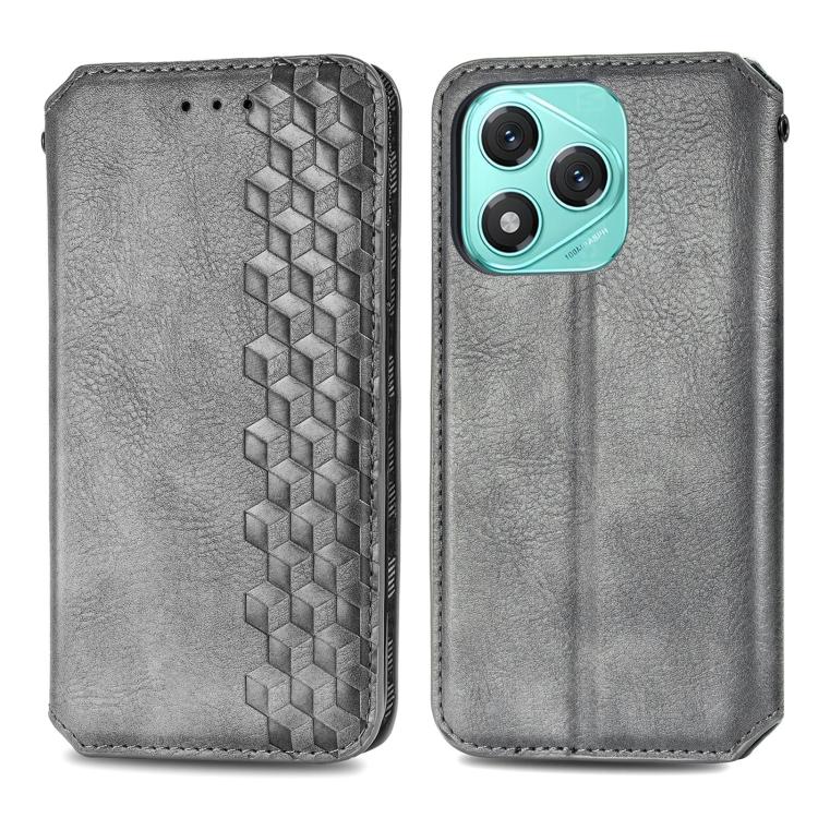 For Honor 400 Lite Global Cubic Grid Pressed Magnetic Leather Phone Case