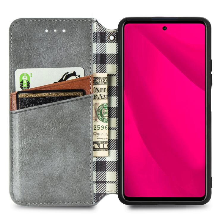 For Honor 400 Lite Global Cubic Grid Pressed Magnetic Leather Phone Case
