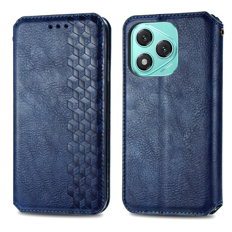 For Honor 400 Lite Global Cubic Grid Pressed Magnetic Leather Phone Case