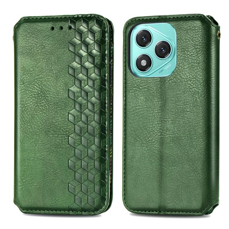 For Honor 400 Lite Global Cubic Grid Pressed Magnetic Leather Phone Case