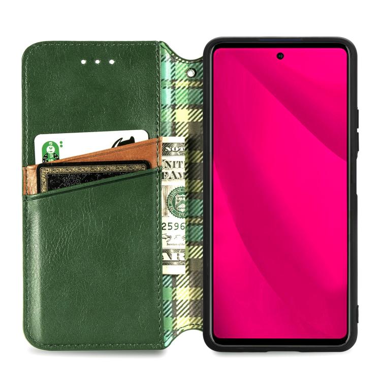 For Honor 400 Lite Global Cubic Grid Pressed Magnetic Leather Phone Case