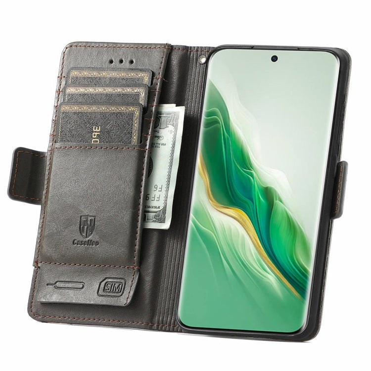 FOr Honor Magic6 CaseNeo Splicing Dual Magnetic Buckle Leather Phone Case