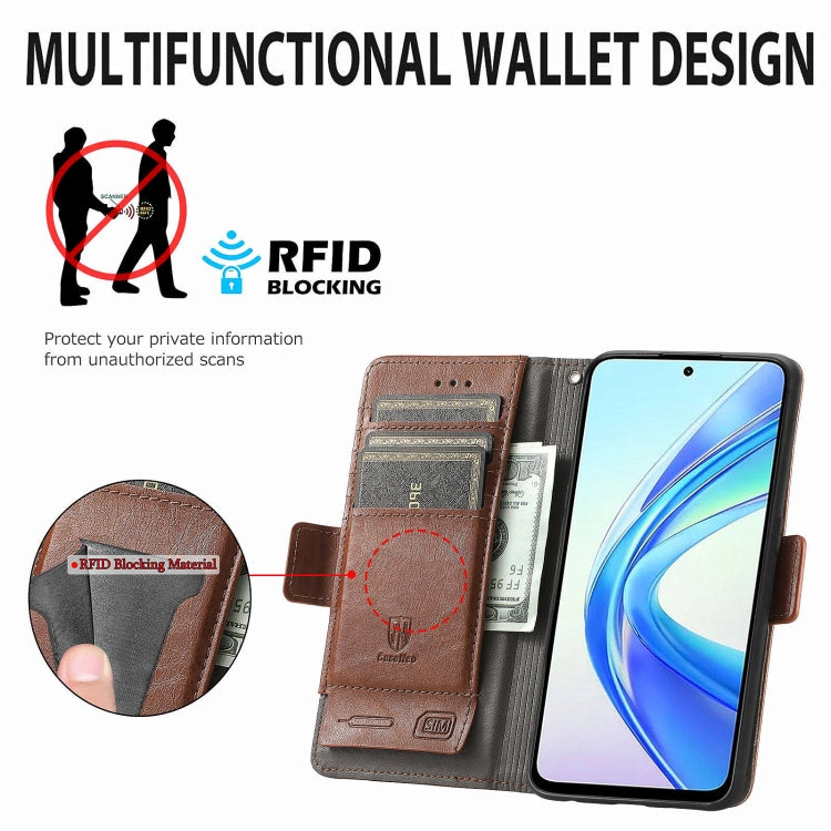 For Honor X7b CaseNeo Splicing Dual Magnetic Buckle Leather Phone Case