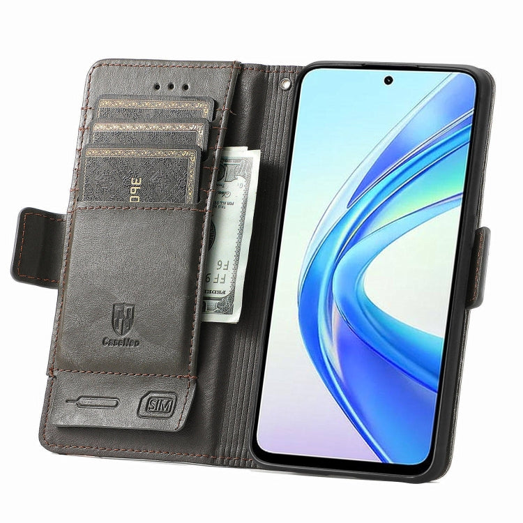 For Honor X7b CaseNeo Splicing Dual Magnetic Buckle Leather Phone Case