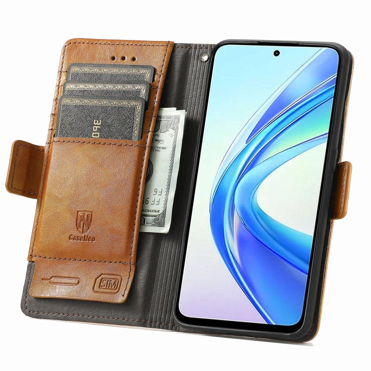 For Honor X7b CaseNeo Splicing Dual Magnetic Buckle Leather Phone Case