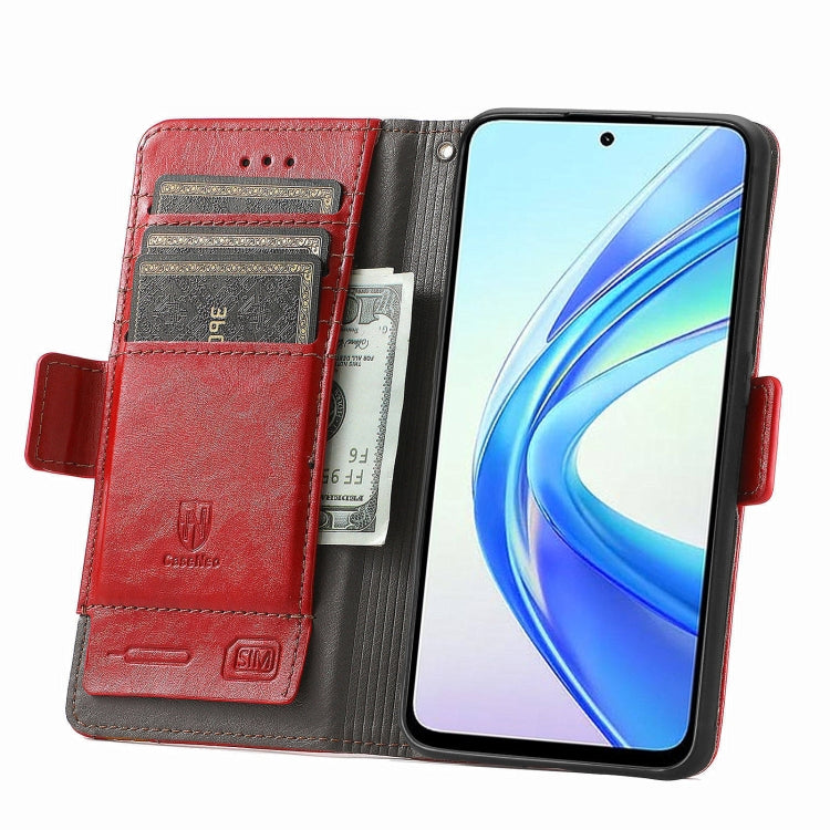 For Honor X7b CaseNeo Splicing Dual Magnetic Buckle Leather Phone Case
