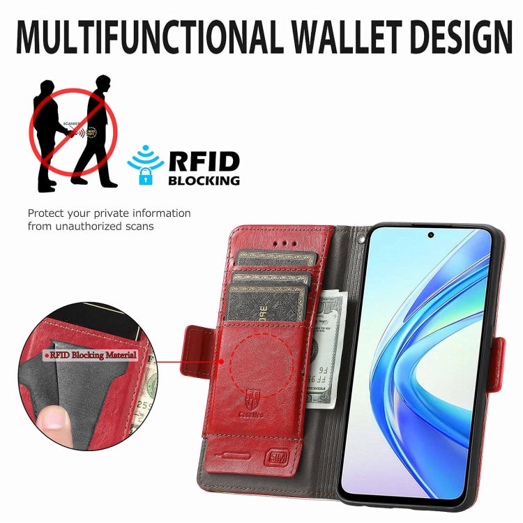 For Honor X7b CaseNeo Splicing Dual Magnetic Buckle Leather Phone Case