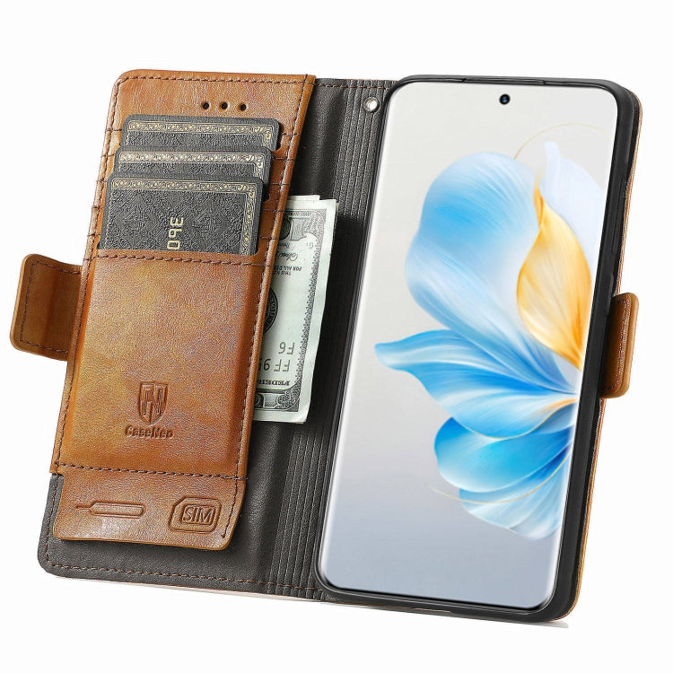 For Honor 100 5G CaseNeo Splicing Dual Magnetic Buckle Leather Phone Case