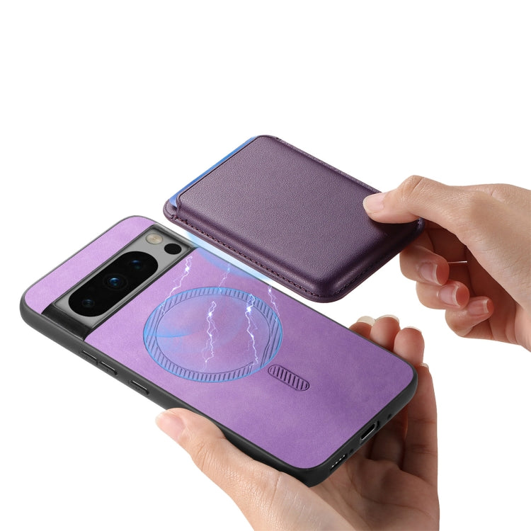 For Google Pixel 9 Pro XL Retro Magsafe Card Bag PU Back Cover Phone Case