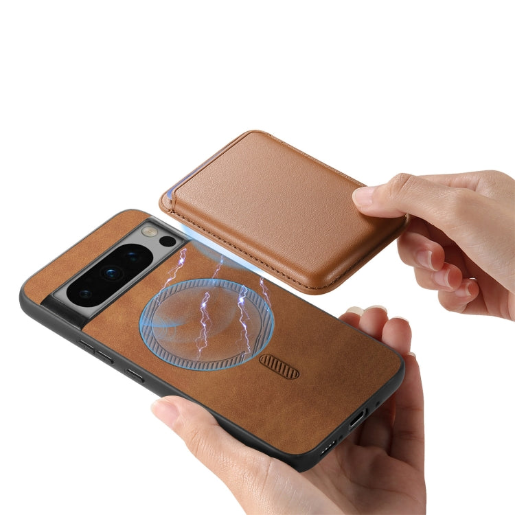 For Google Pixel 9 Pro XL Retro Magsafe Card Bag PU Back Cover Phone Case