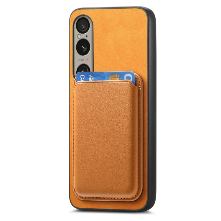 For Sony Xperia 1 V Retro Magsafe Card Bag PU Back Cover Phone Case