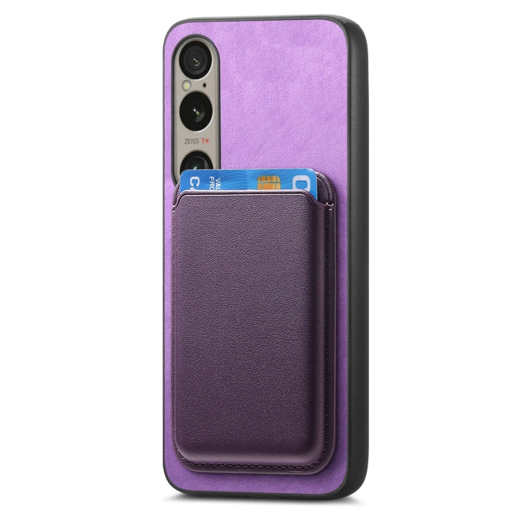 For Sony Xperia 1 V Retro Magsafe Card Bag PU Back Cover Phone Case