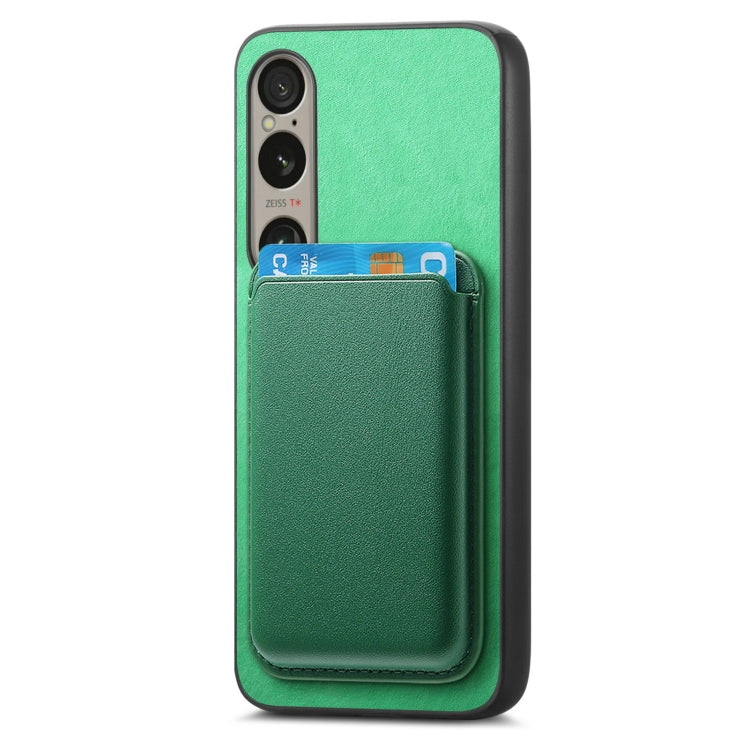 For Sony Xperia 1 V Retro Magsafe Card Bag PU Back Cover Phone Case