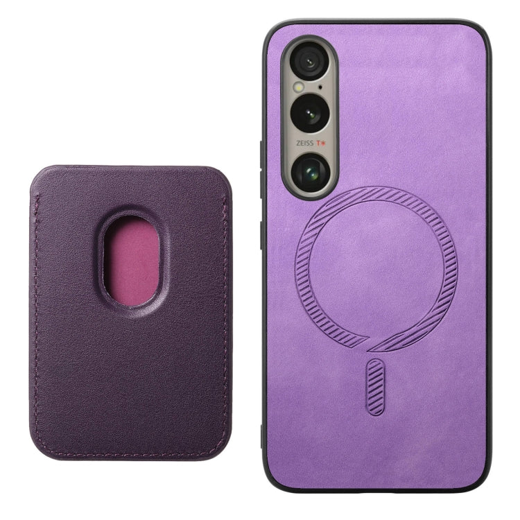 For Sony Xperia 5 V Retro Magsafe Card Bag PU Back Cover Phone Case