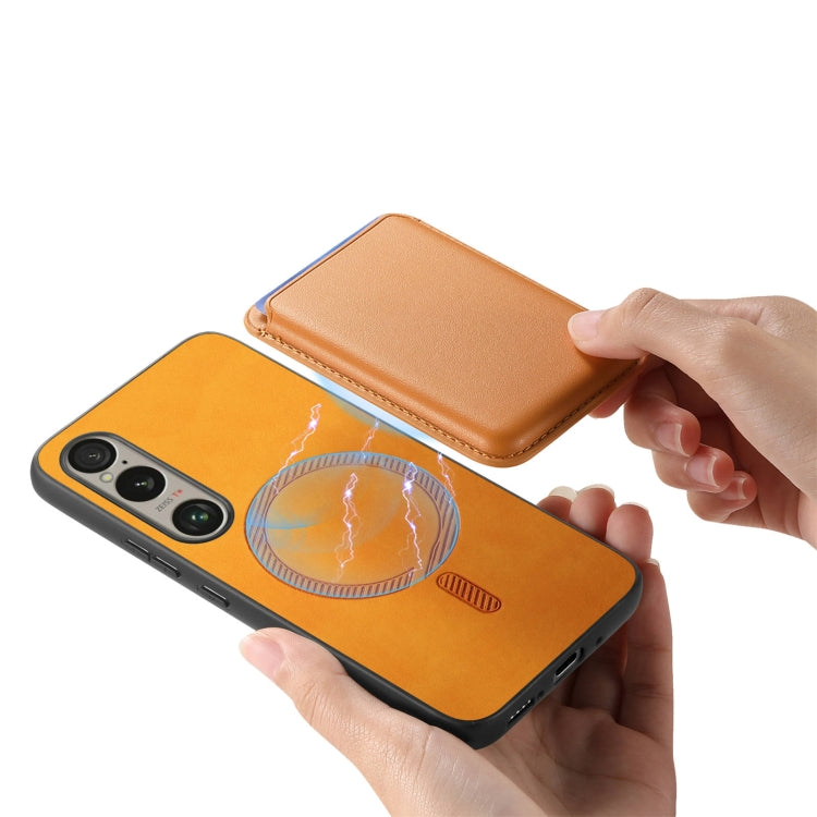 For Sony Xperia 10 V Retro Magsafe Card Bag PU Back Cover Phone Case