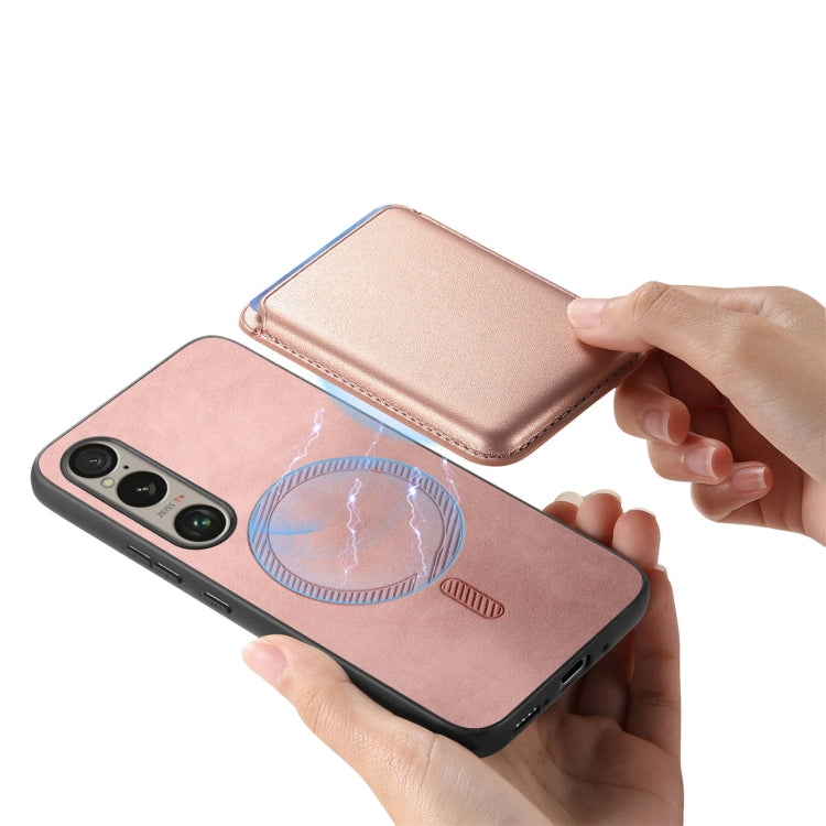 For Sony Xperia 10 V Retro Magsafe Card Bag PU Back Cover Phone Case