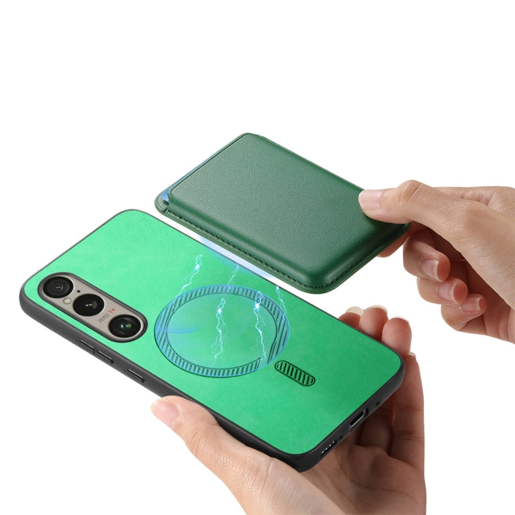 For Sony Xperia 10 V Retro Magsafe Card Bag PU Back Cover Phone Case